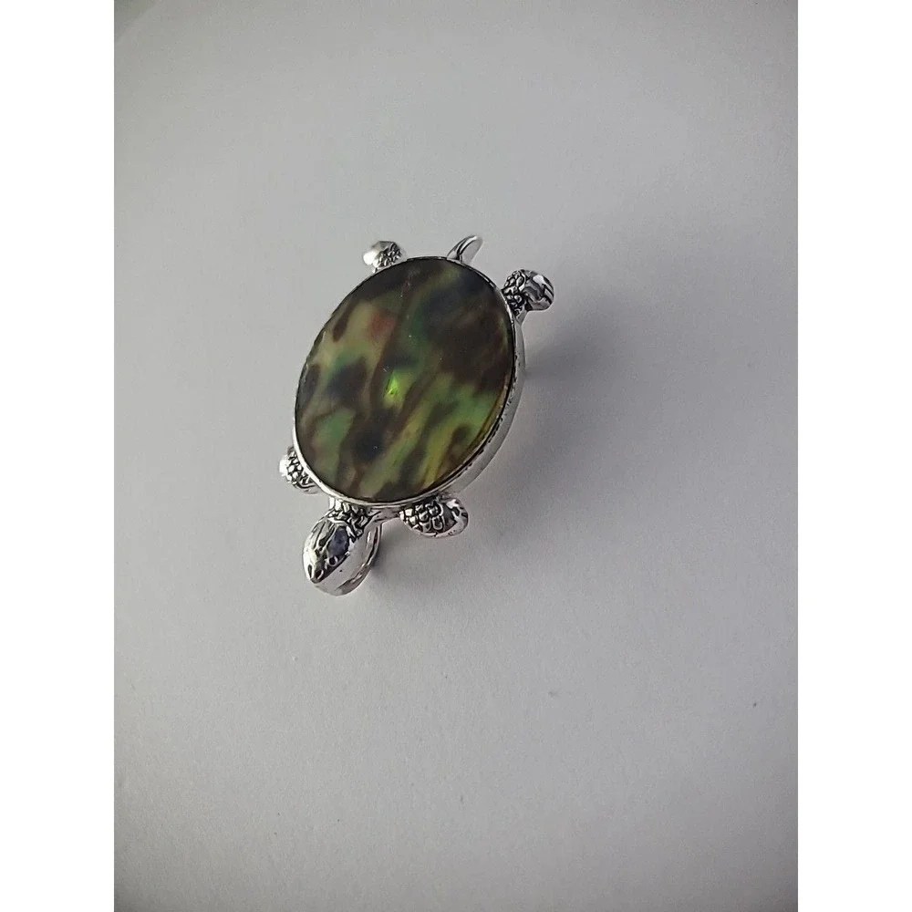 Vintage Brooch Turtle Shell Silver Tone Reptile Jewelry Costume - Picture 4 of 10